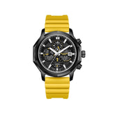 Lee Cooper Men's  Multifunction Watch Black Dial With Yellow Silicone Strap,LC08238.654
